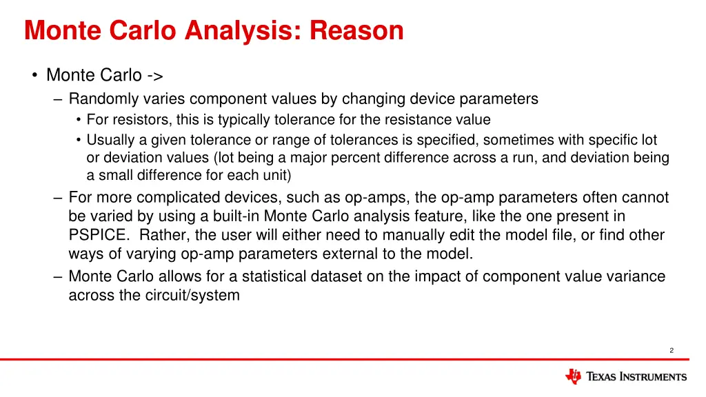 monte carlo analysis reason
