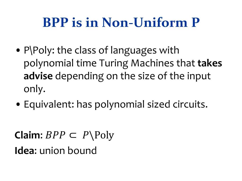 bpp is in non uniform p