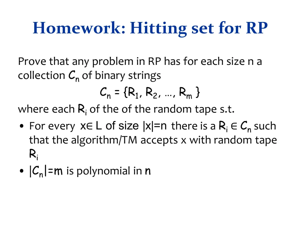 homework hitting set for rp