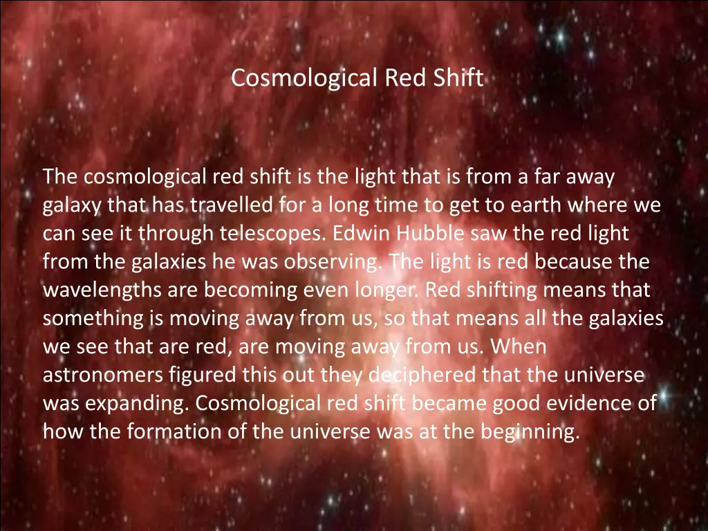cosmological red shift