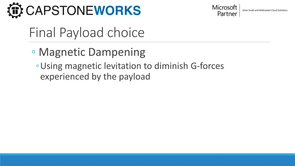 final payload choice magnetic dampening using
