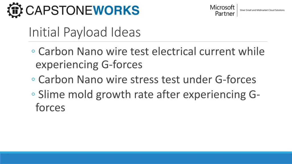 initial payload ideas carbon nano wire test