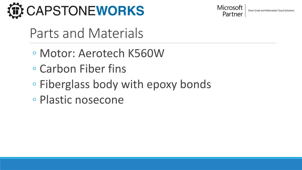 parts and materials motor aerotech k560w carbon