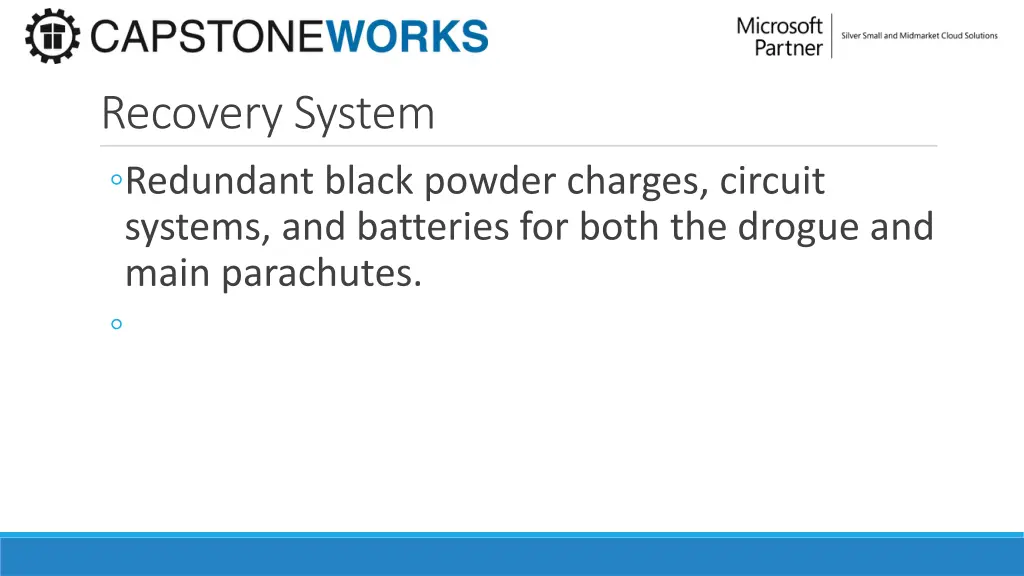 recovery system redundant black powder charges