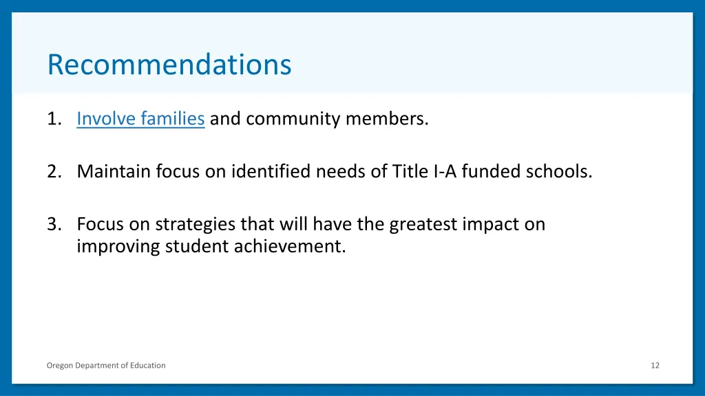 recommendations