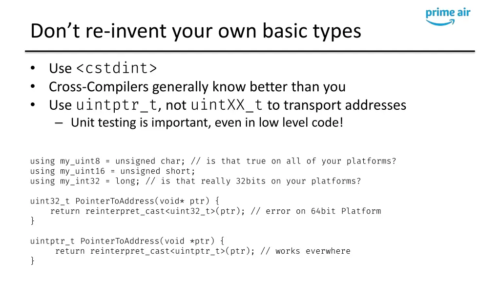 don t re invent your own basic types