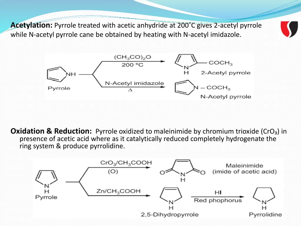 acetylation pyrrole treated with acetic anhydride