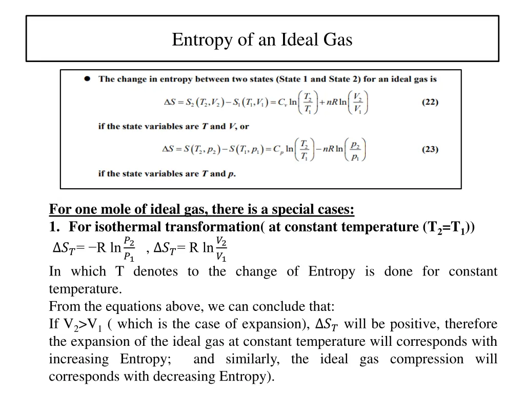 entropy of an ideal gas 1