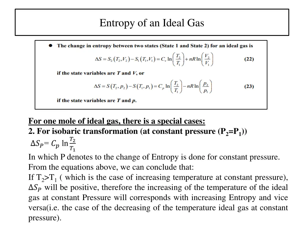 entropy of an ideal gas 2
