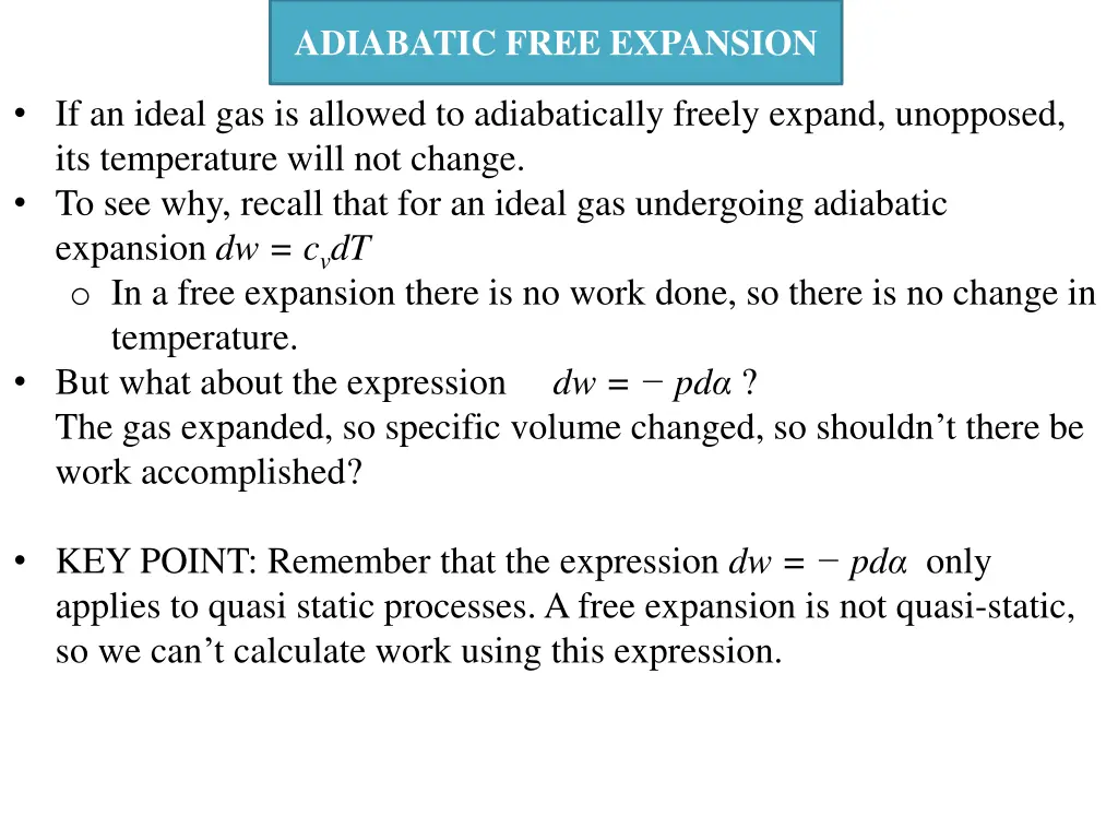 adiabatic free expansion