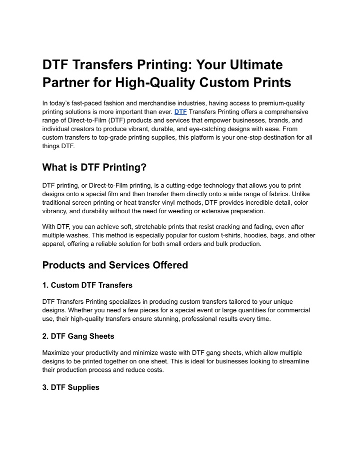 dtf transfers printing your ultimate partner