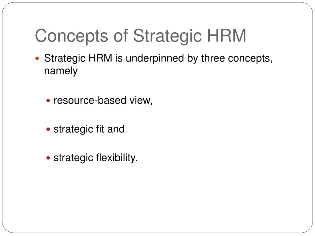 concepts of strategic hrm