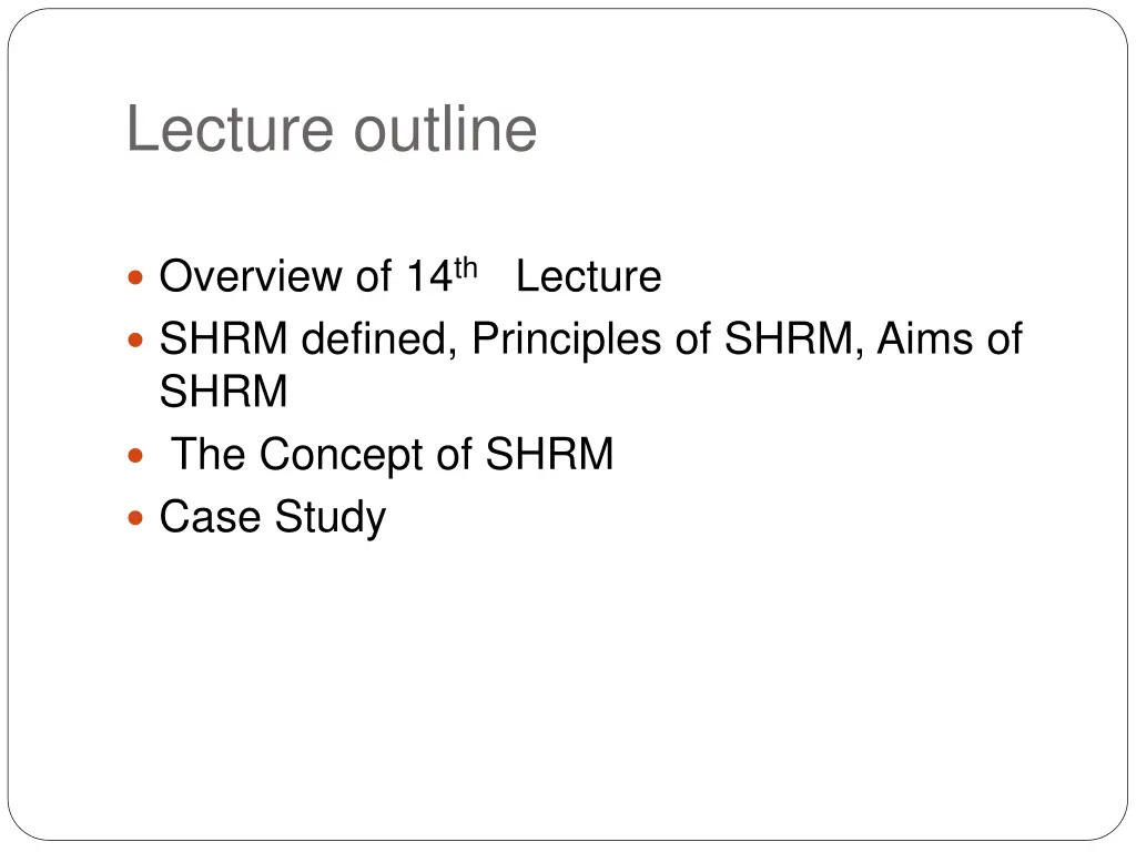 lecture outline