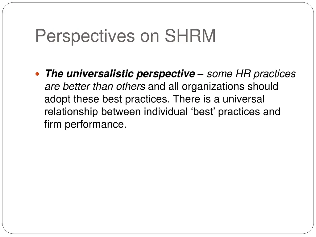 perspectives on shrm 1