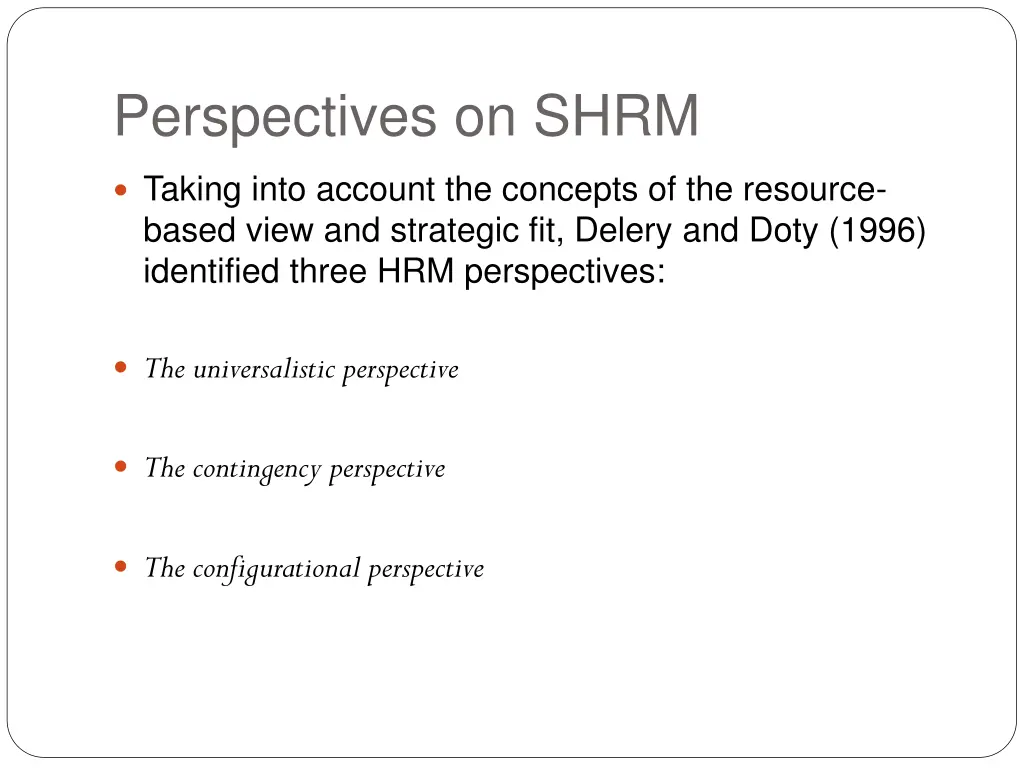 perspectives on shrm