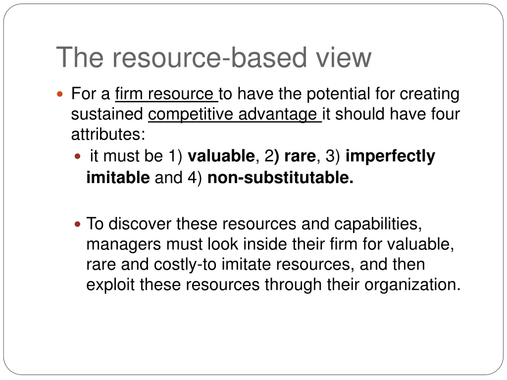 the resource based view
