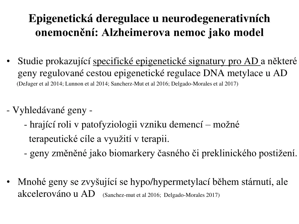 epigenetick deregulace u neurodegenerativn