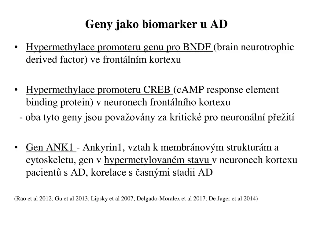 geny jako biomarker u ad 1