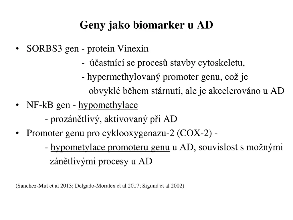 geny jako biomarker u ad