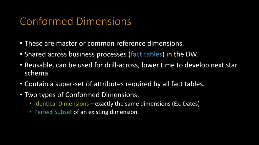 conformed dimensions