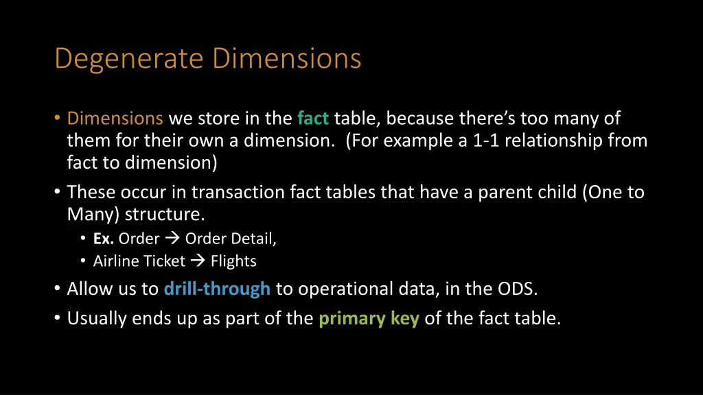 degenerate dimensions