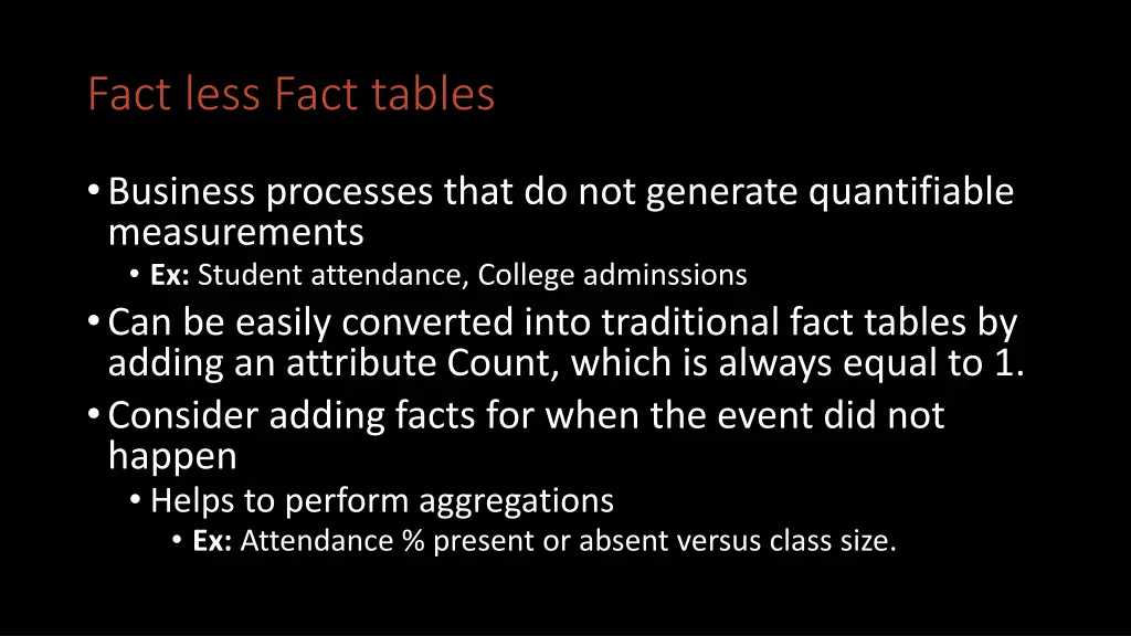 fact less fact tables