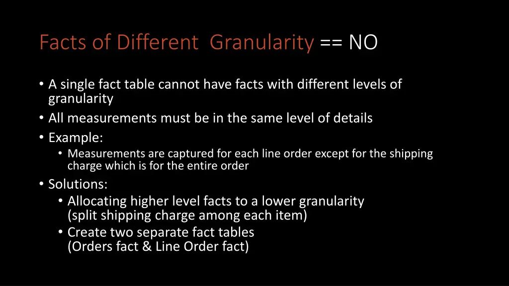 facts of different granularity no
