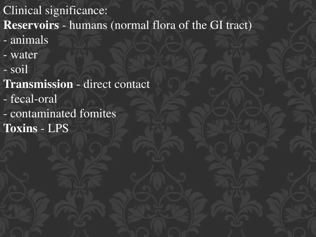 clinical significance reservoirs humans normal