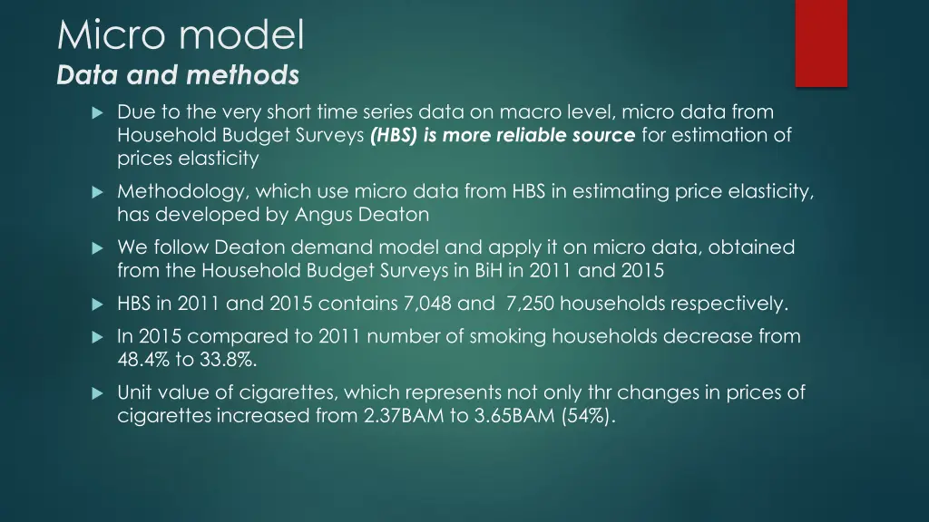 micro model data and methods