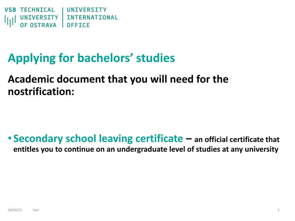 applying for bachelors studies