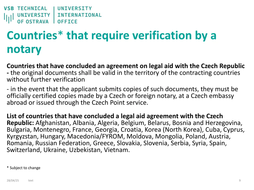 countries that require verification by a notary