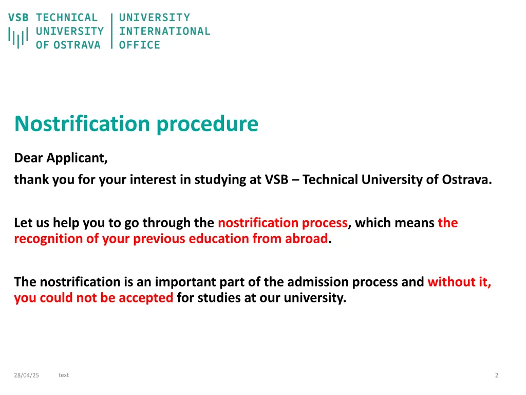 nostrification procedure