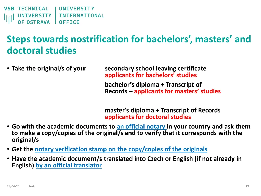 steps towards nostrification for bachelors