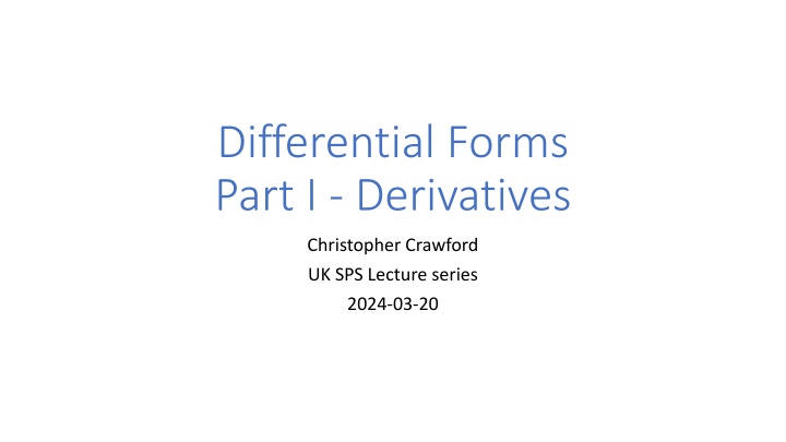 differential forms part i derivatives