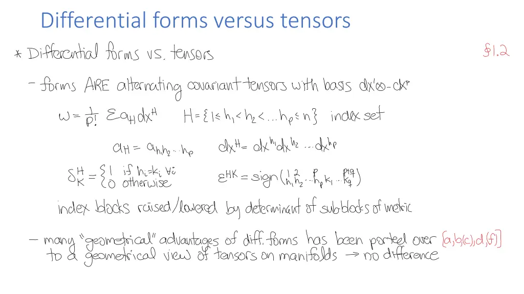 differential forms versus tensors