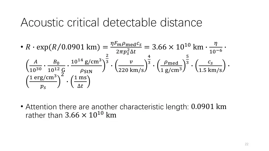 acoustic critical detectable distance