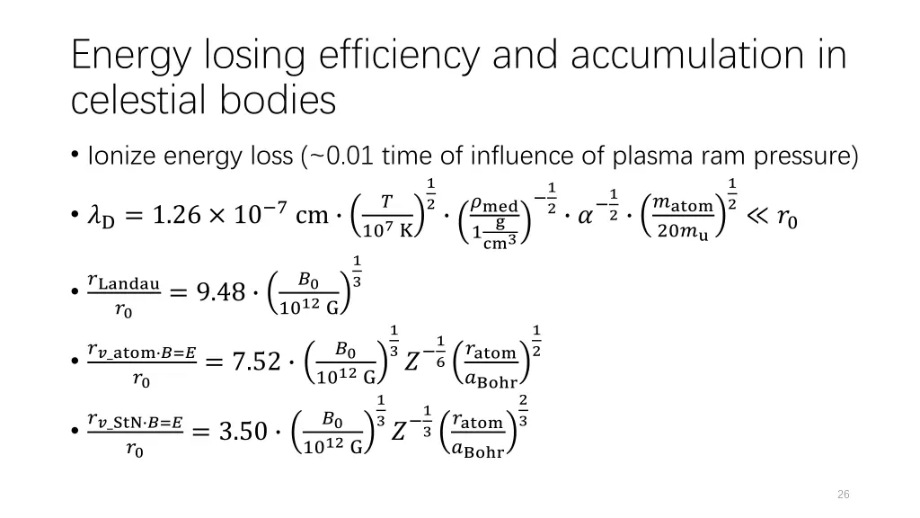 energy losing efficiency and accumulation