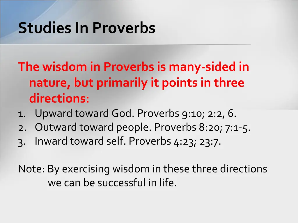 studies in proverbs 1