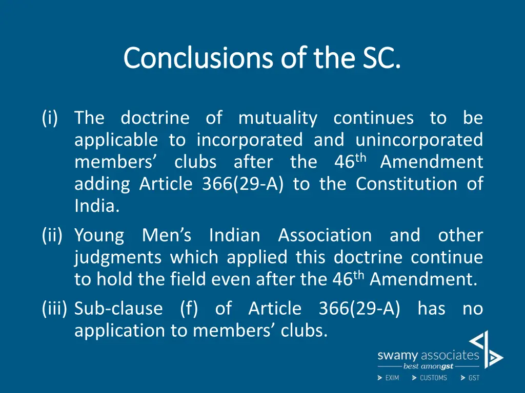 conclusions of the sc conclusions of the sc