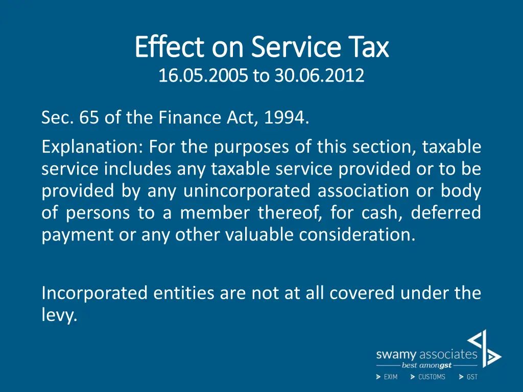 effect on service tax effect on service 1