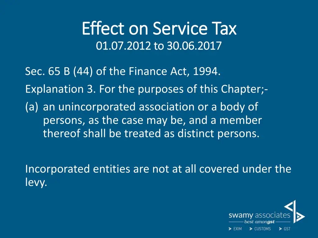 effect on service tax effect on service 2