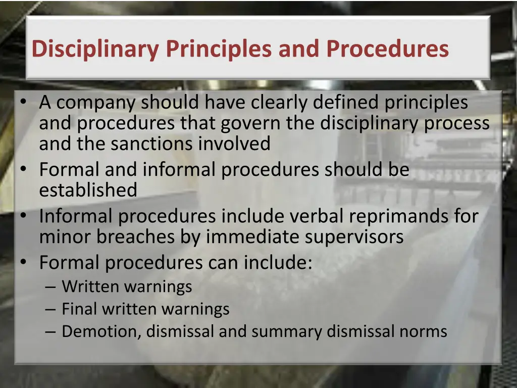 disciplinary principles and procedures