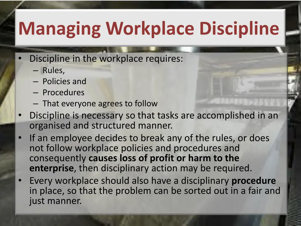 managing workplace discipline