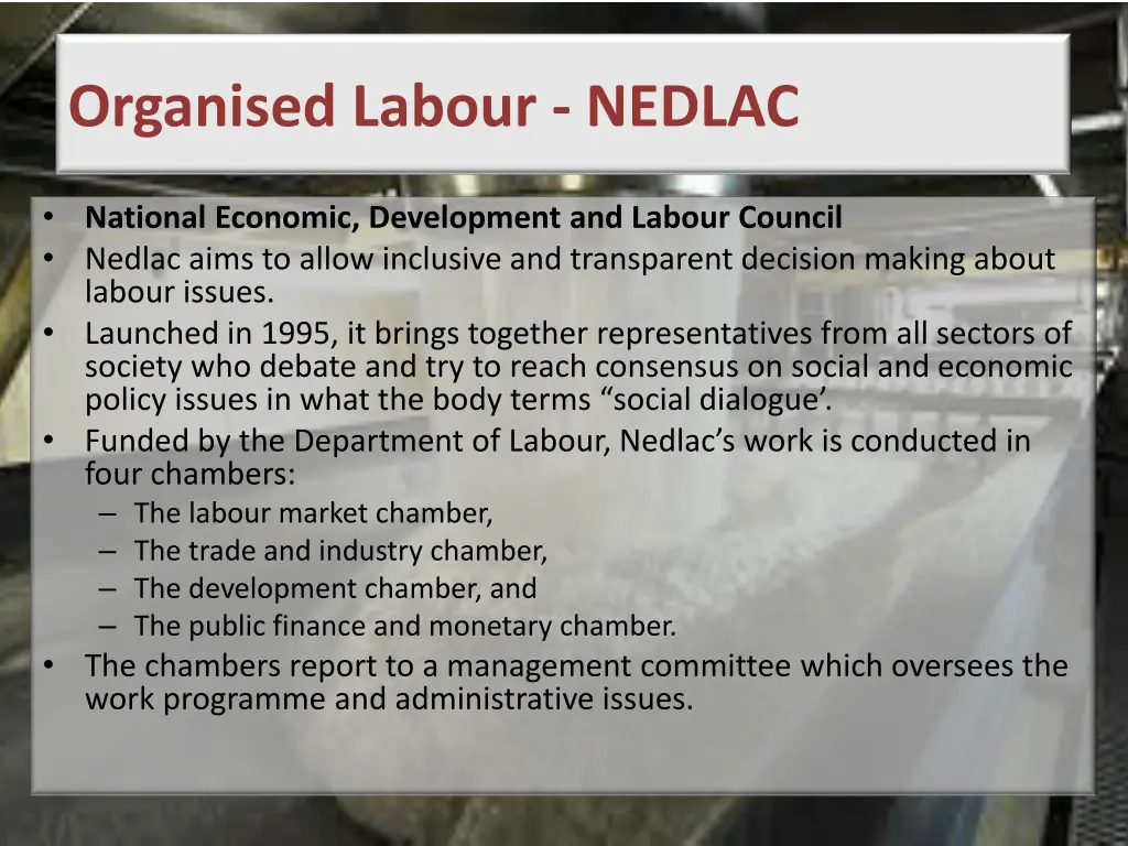 organised labour nedlac