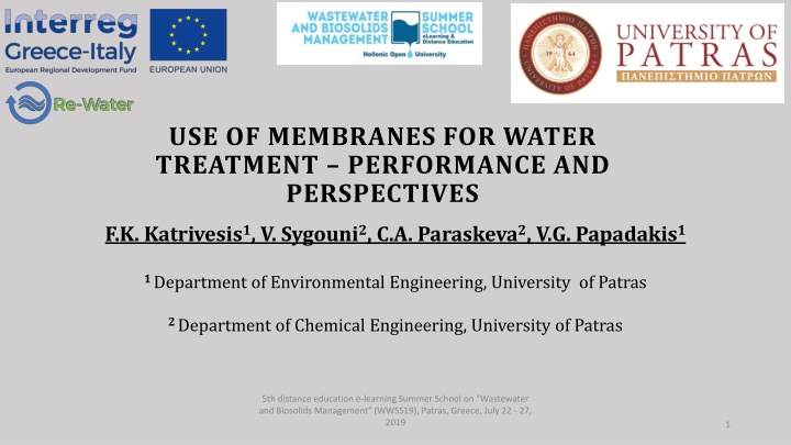 use of membranes for water treatment performance