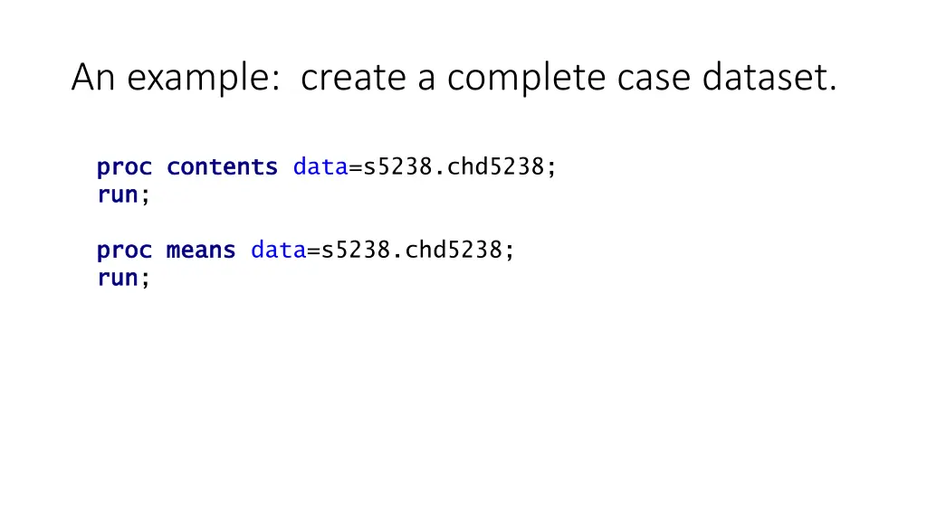 an example create a complete case dataset