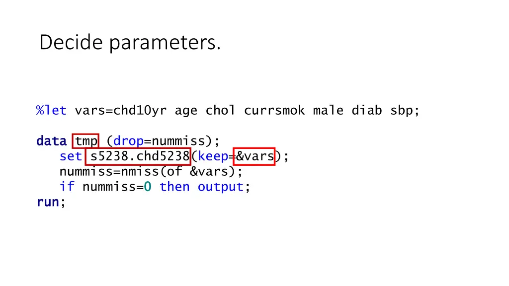 decide parameters