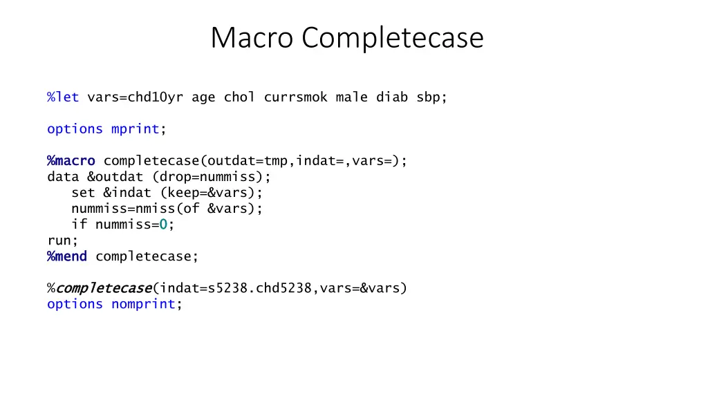 macro completecase