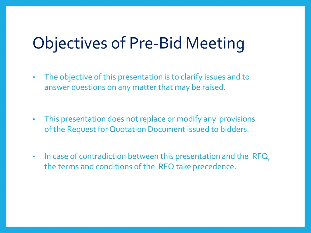 objectives of pre bid meeting