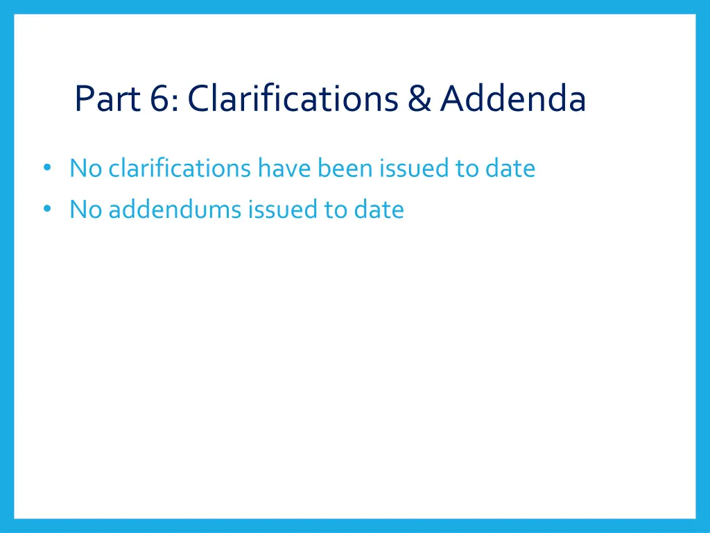 part 6 clarifications addenda
